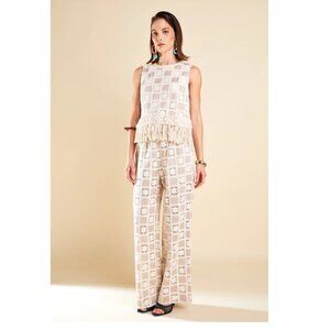 English Rose Crochet Patchwork Pants XS